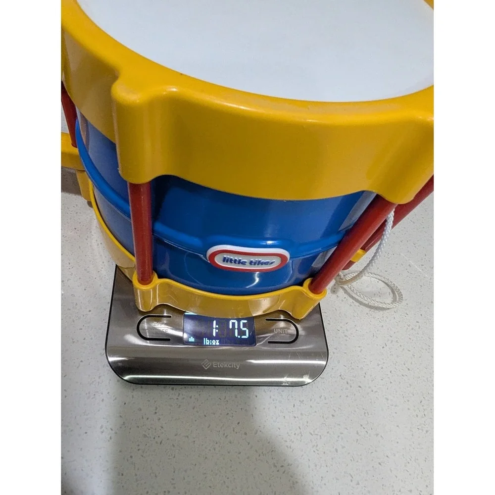 Little Tikes Tap-a-Tune Drum Blue Yellow Red Plastic Toy with Drumstick